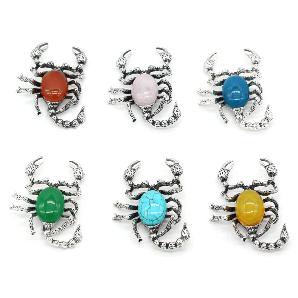 Natural Stone Shell Scorpion Brooch Pins