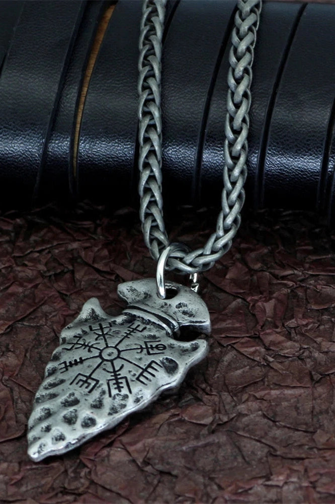 Men Viking Spear Compass Necklaces
