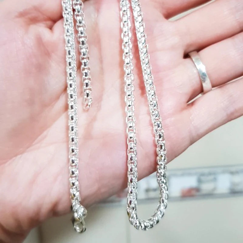 925 Sterling Silver 5mm Dazzling Round Box Chain