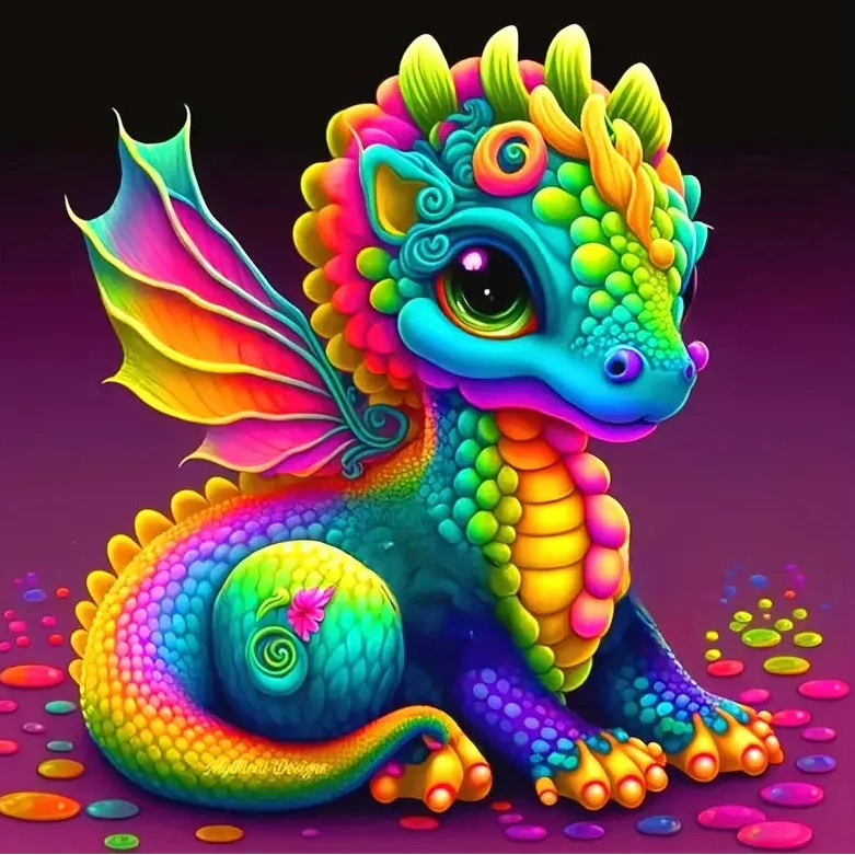 Dragon Diamond Mosaic Painting Kit — 5D Round Drill Animal Art