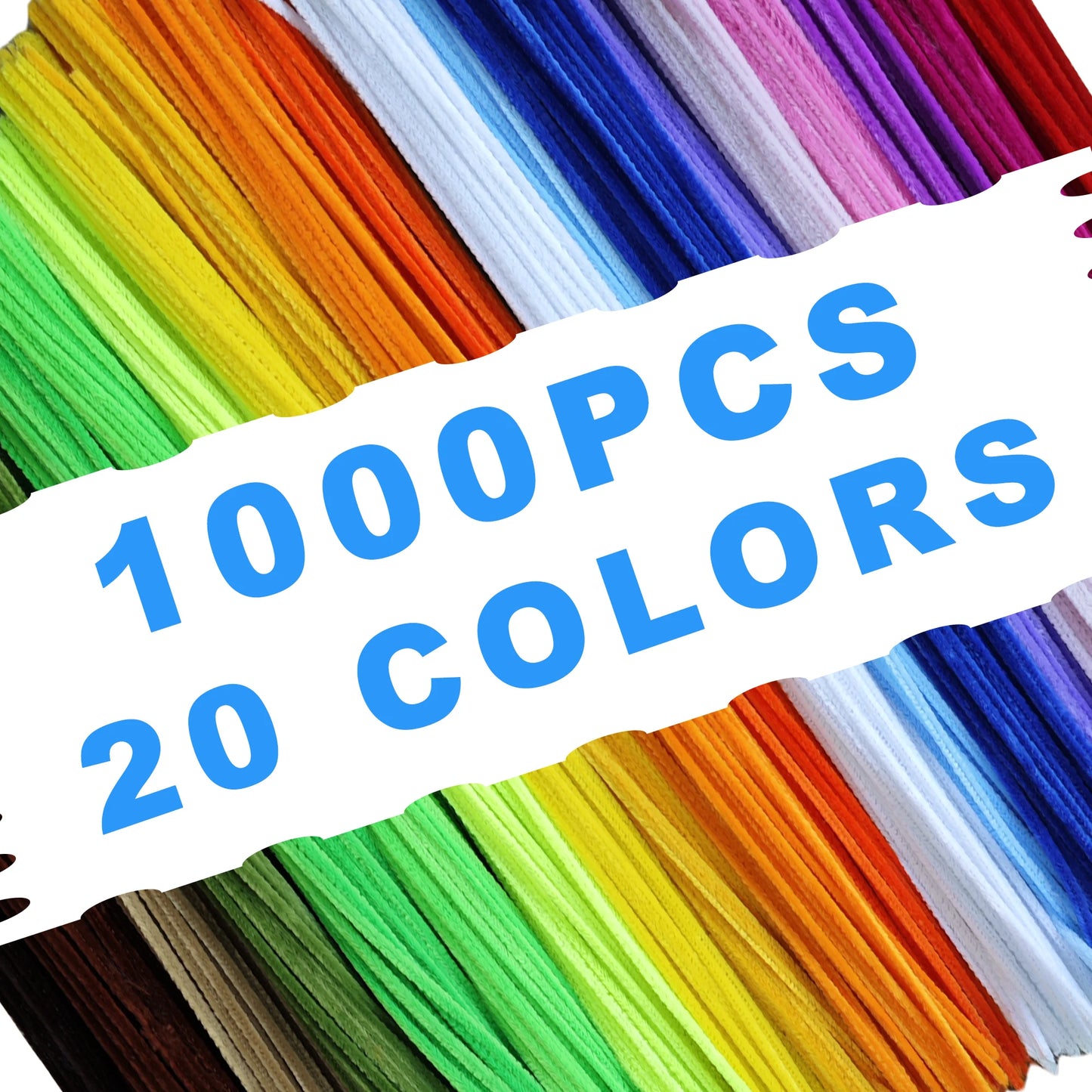 1000 Pcs Pipe Cleaners Assorted 20 Colors 12 inch