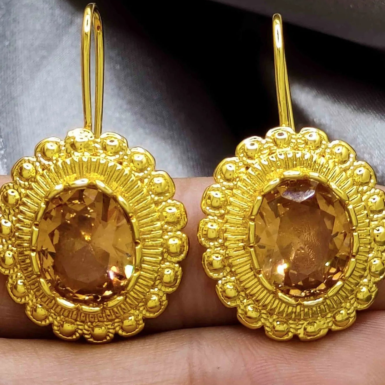 Luxury 24K 9999 Pure Gold Earrings — GDTC Certified, Women's Vintage Moissanite Style