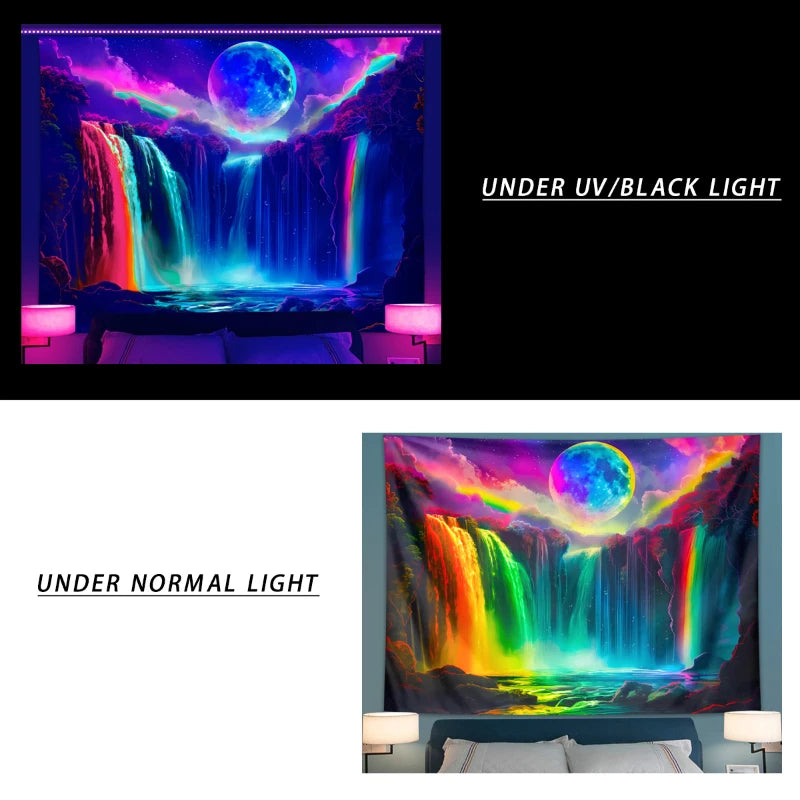 1PC Colorful Waterfall UV Response Tapestry