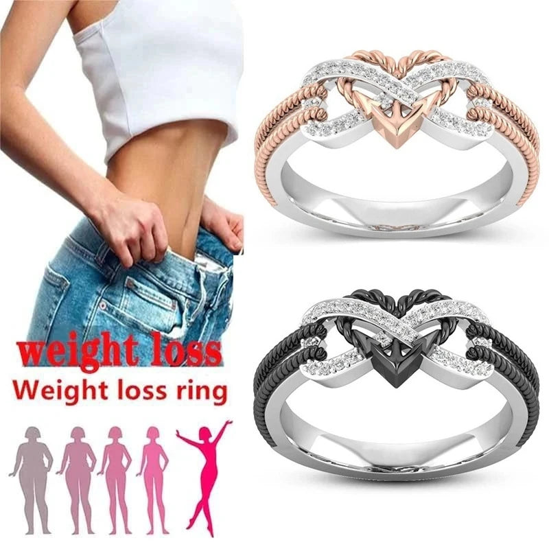 Black Rose Gold Color Heart Rings for Women