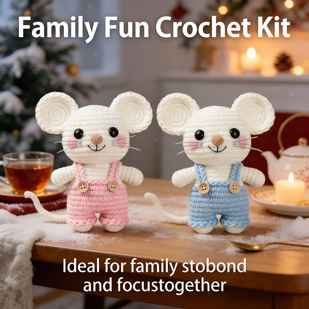 Crochet Kit, Mouse Overalls Starter Kit For Adult Beginners