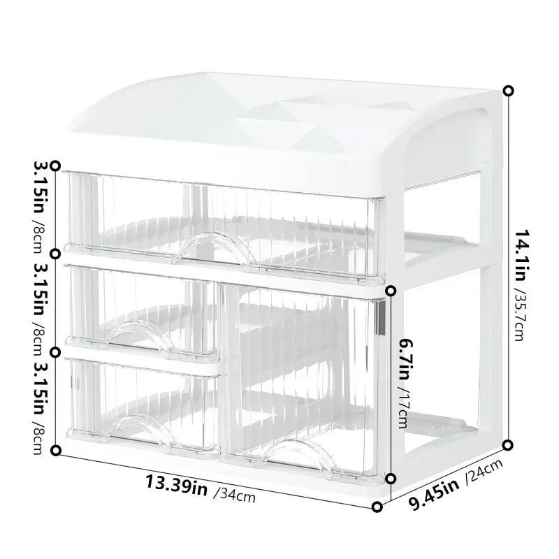 Large Makeup Organizer for Counter Top With 4 Drawers