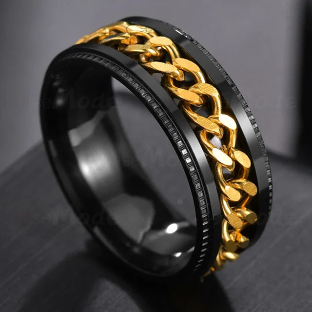 Cool Stainless Steel Rotatable Men Ring