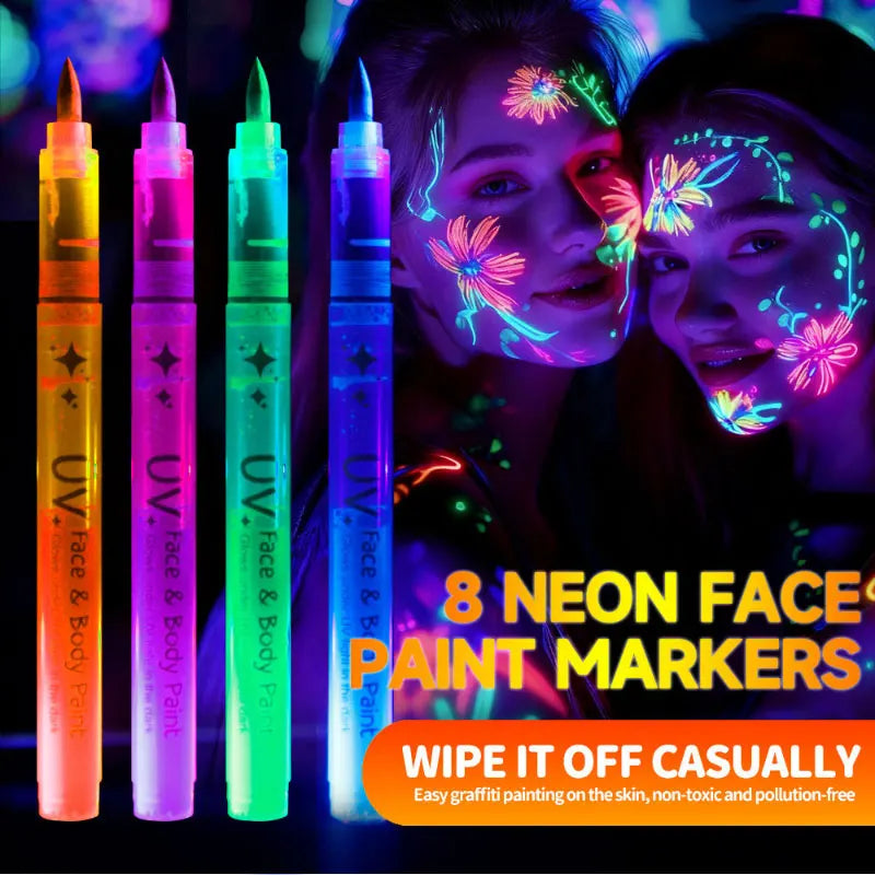 8pcs Colorful Luminous Pen Human Face Paint