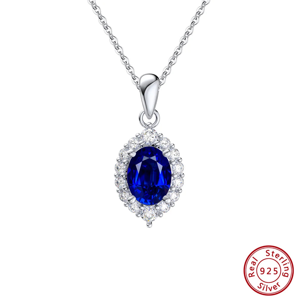 JEWELS Created Sapphire Sterling Silver necklace pendant