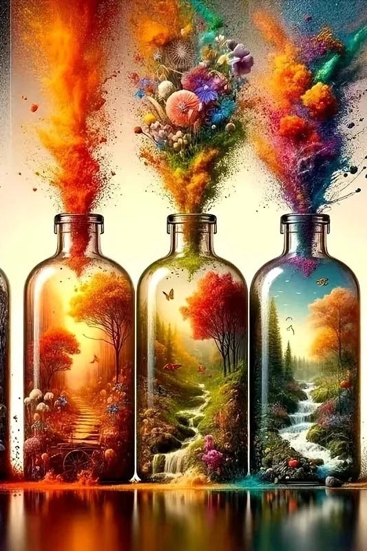 Bottle Landscape Diamond Mosaic Four Seasons