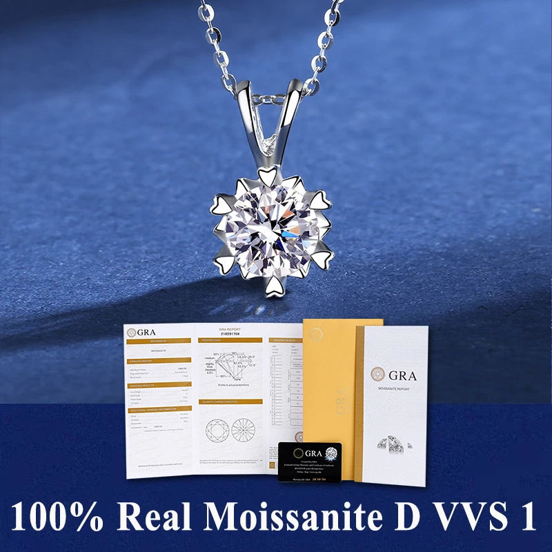 S925 Sterling Silver High Jewelry 100% Moissanite Pendant Necklace