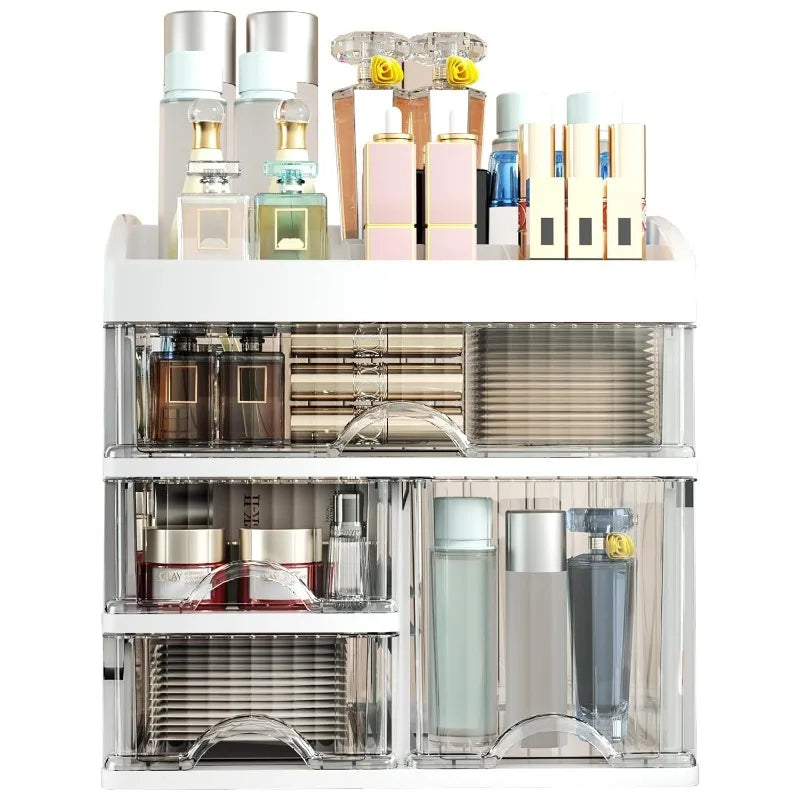 Large Makeup Organizer for Counter Top With 4 Drawers