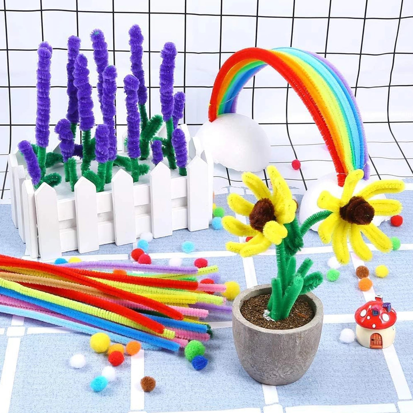 1000 Pcs Pipe Cleaners Assorted 20 Colors 12 inch