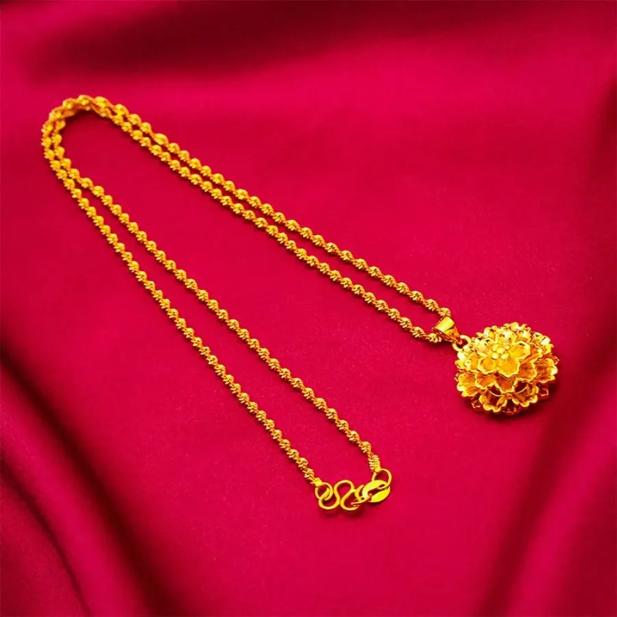 Jewelry 24K Gold Flower Pendant |