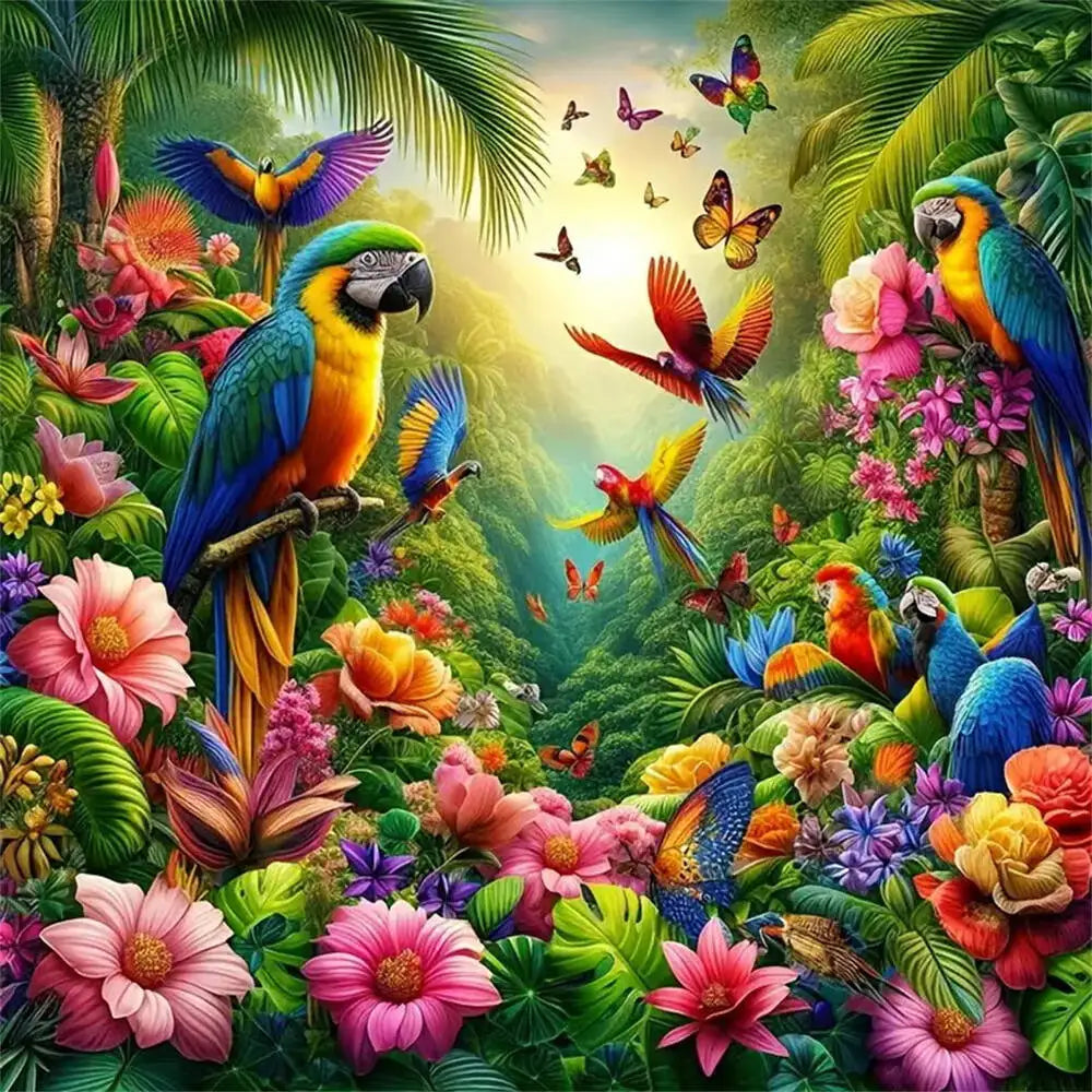 Parrot 5D Diamond Painting Kit — Full Drill Animal Diamond Art