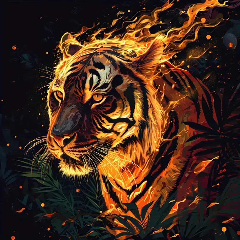 Flame Tiger 5D DIY Diamond Painting