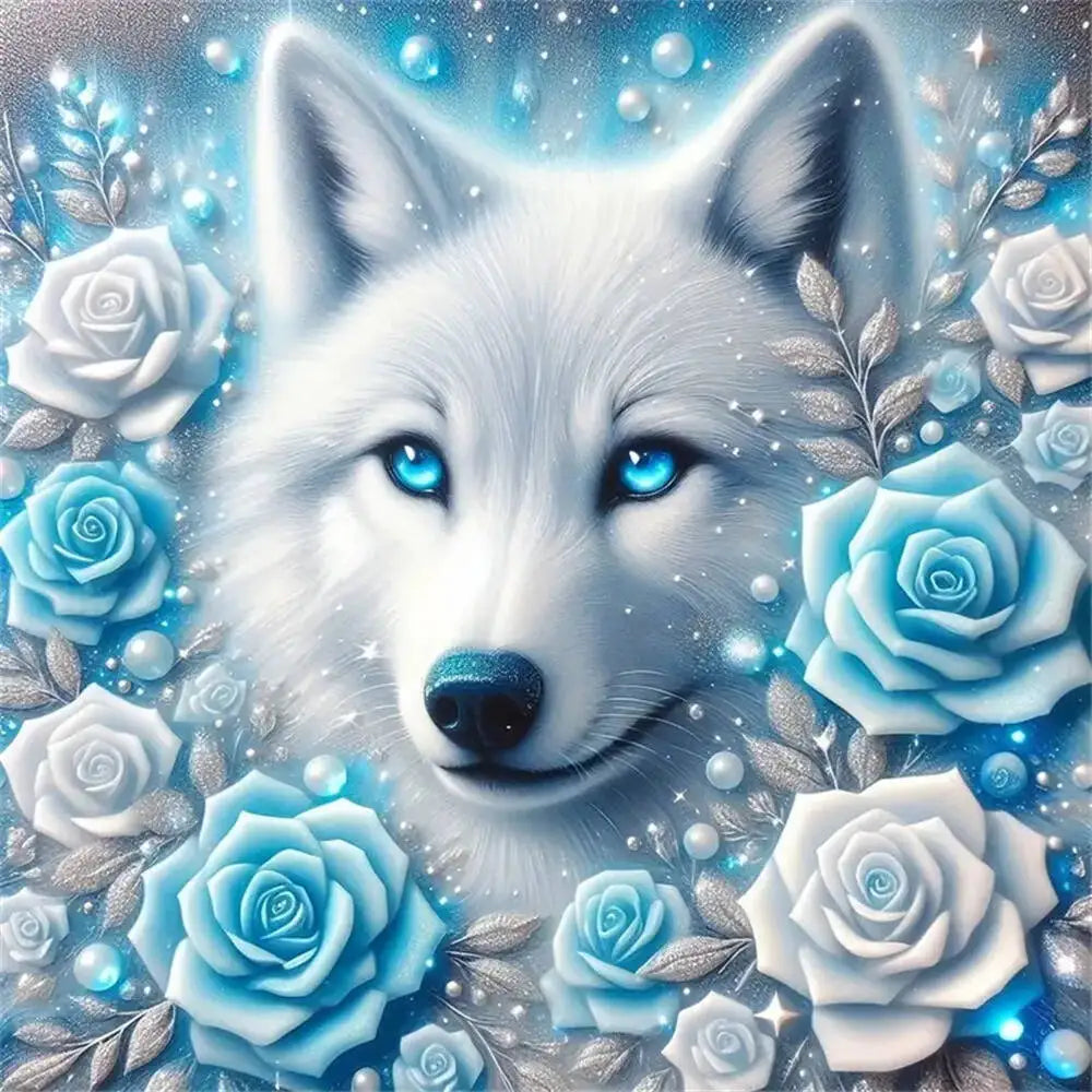 Diamond Mosaic Wolf Animal Full Square 19 x 19 inch
