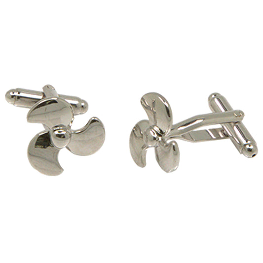 Silvertone Novelty Fan Cufflinks with Jewelry Box-0