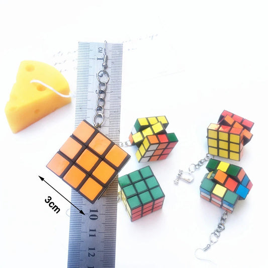 Funny Resin 3D Magic Cube Drop Earrings