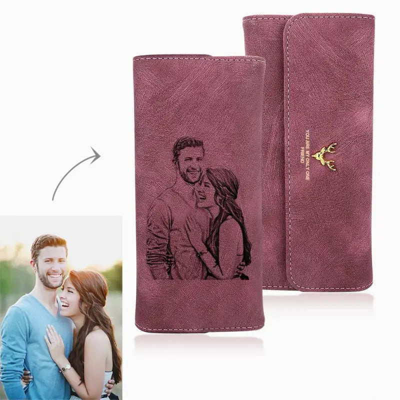 Women's Photo Engraved Trifold Photo Wallet