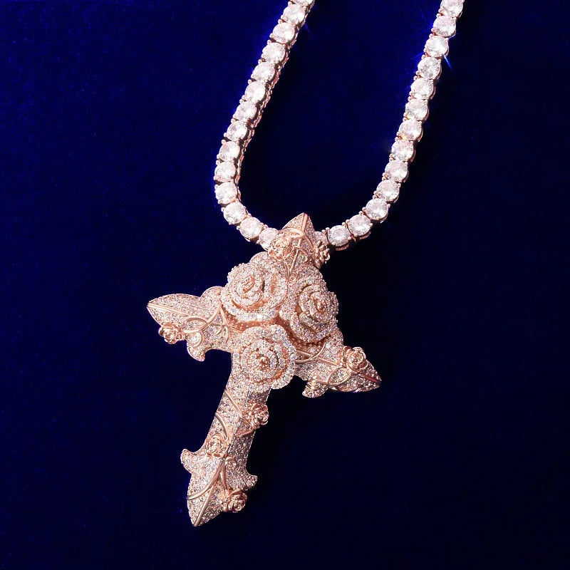 Bubble Letter Cross Flower Necklaces & Pendant