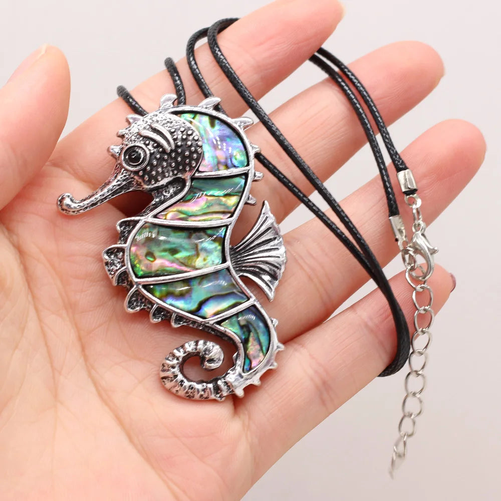 Natural  Mother Of Shell  Abalone Pendant Leather Cord  Necklace