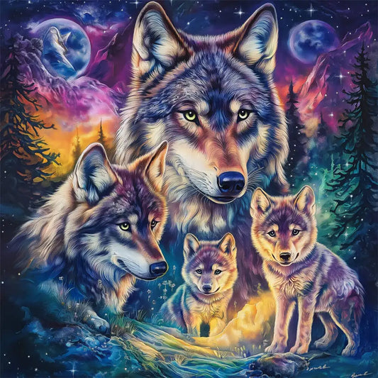 DIY Diamond Embroidery Wolf Family