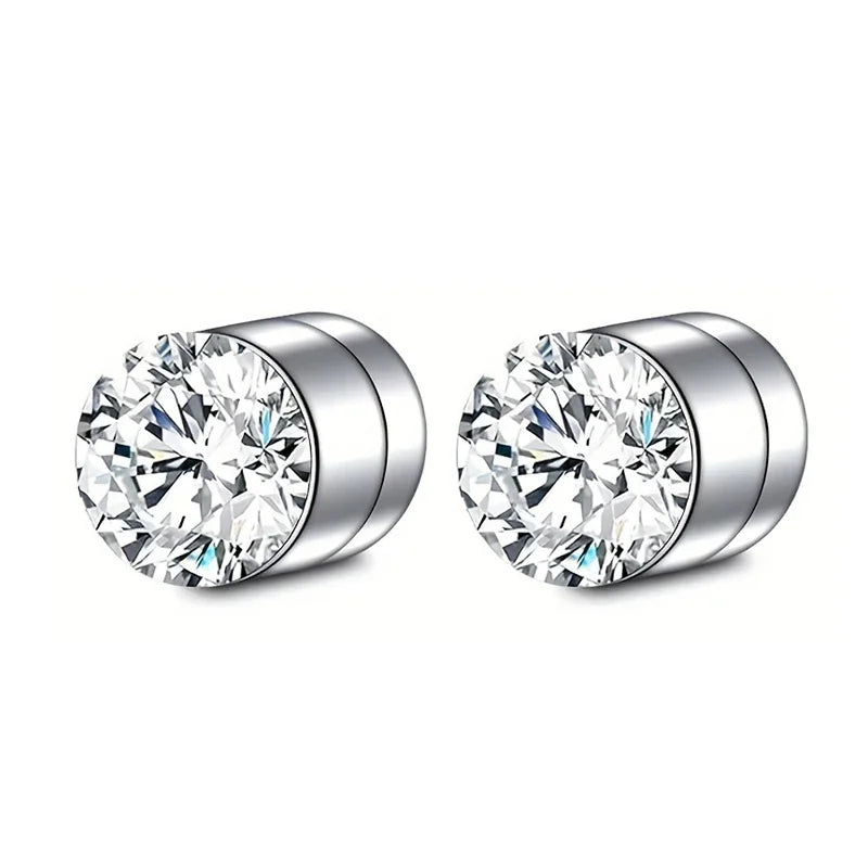 Crystal Magnetic Ear Studs — No-Pierce Clip Earrings for Men & Women
