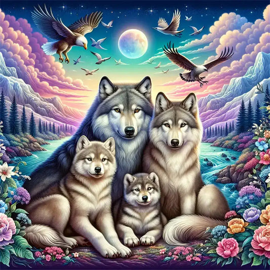 Animal Diamond Painting Wolf Bird Art