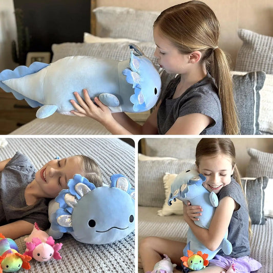 MaoGoLan Giant Axolotl Plush with 3 Baby Axolotl Inside -