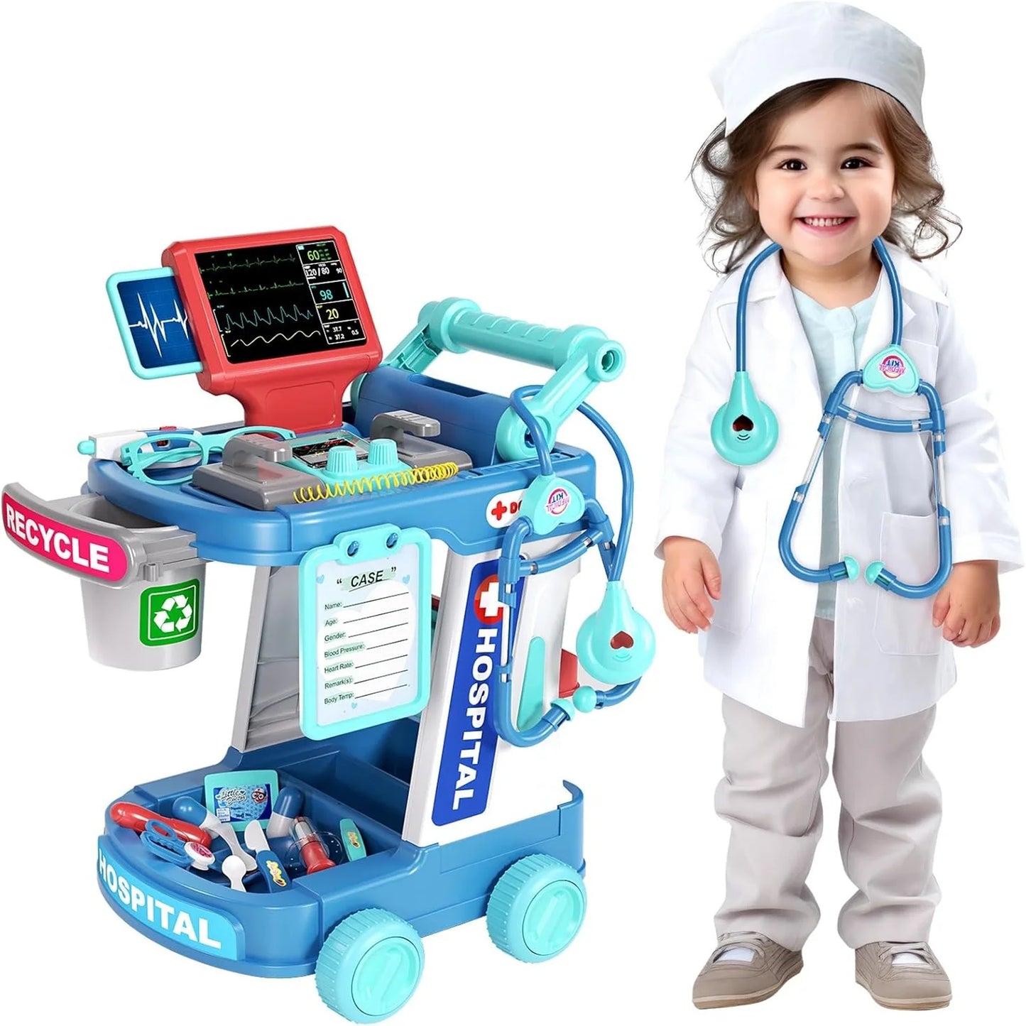 Doctor Cart Learning Toy Play Medical Station Set