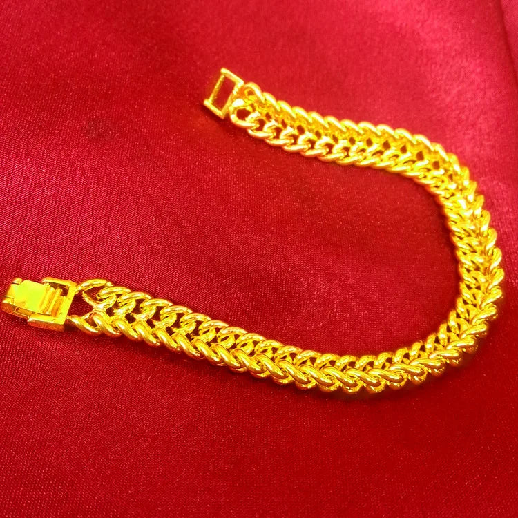 Pure 18K 999 Yellow Gold Bracelets for Women