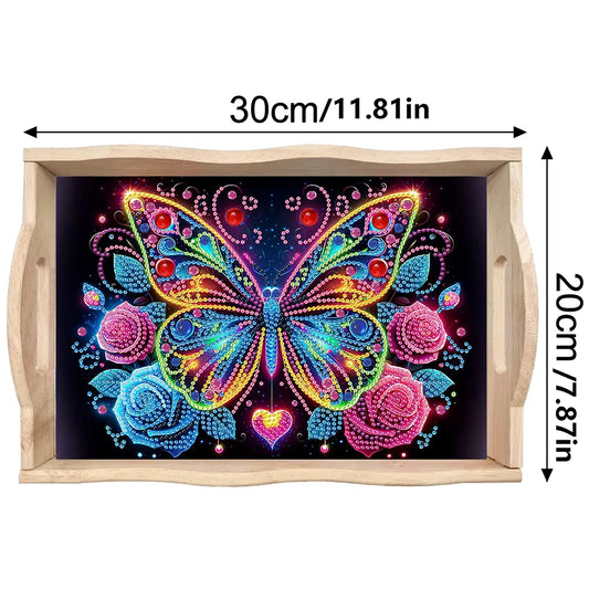 Wooden Animals Flowers 5D DIY Diamond Painting Serving Tray