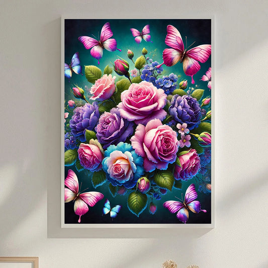 5D DIY  Butterfly  Rose Diamond Painting Kit