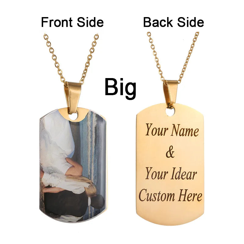 Stainless Custom Picture Necklace Engrave Name