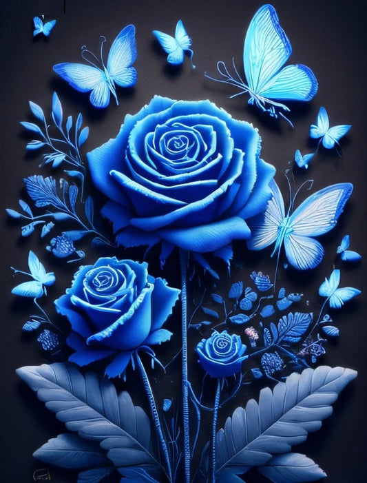 Full  Kits Diamond Painting Blue Roses