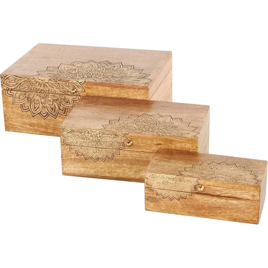 Mango Wood Floral Decorative Box