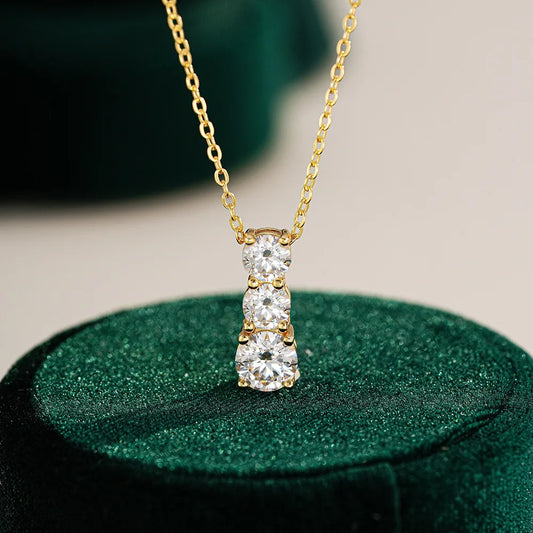 Luxury 100% Real 18k Gold Women's Diamond Pendant Chain