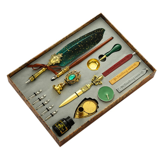 Retro Feather Pen Writing Ink Set