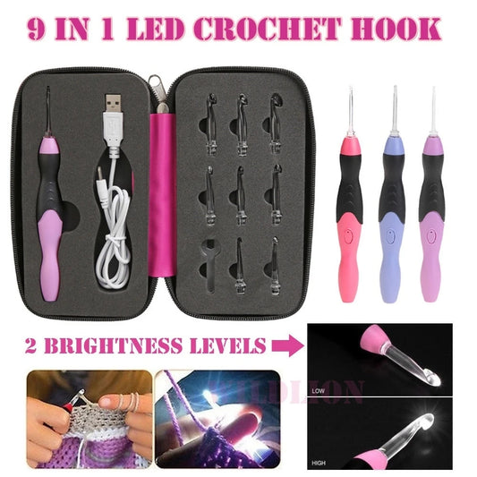9 in 1 USB Light Up Crochet Hooks