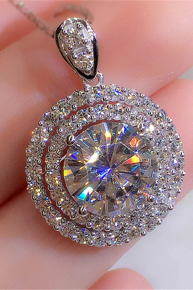 Female Crystal White Zircon Stone Pendant Necklace