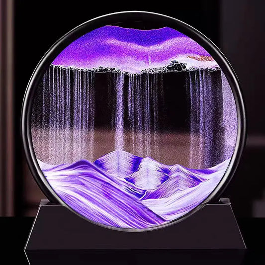 3D Moving Sand Art Picture Round Glass