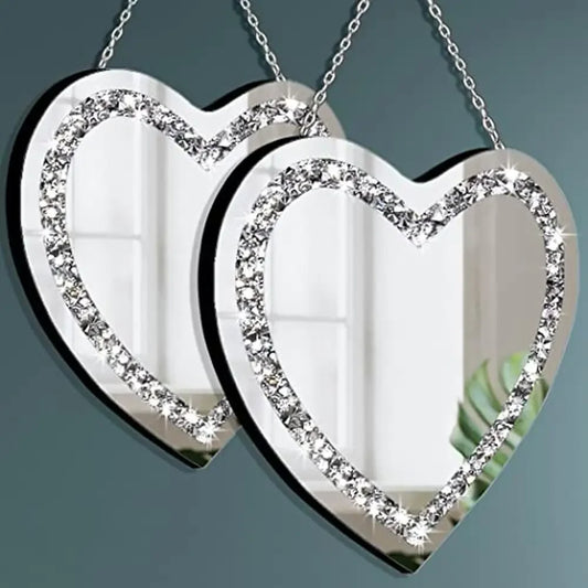 Heart Shaped Crystal Crush Diamond Glass Mirror