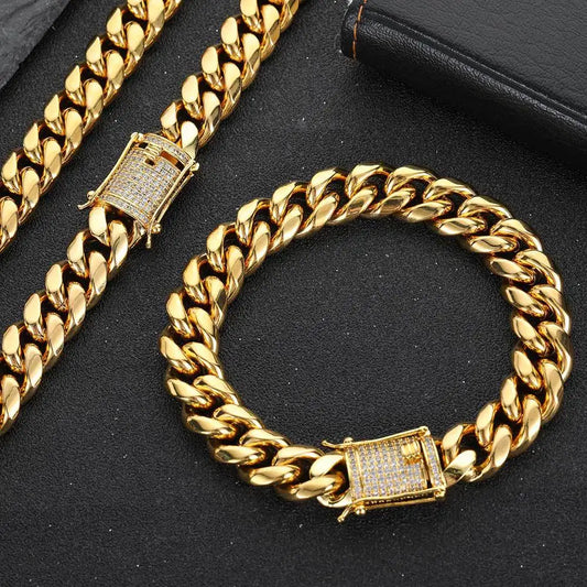 Luxury 24K 9999 Pure Gold European and American Necklace and Bracelet Set