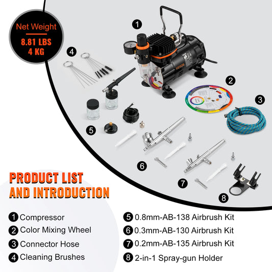 VEVOR Professional Dual-Action Airbrush Kit