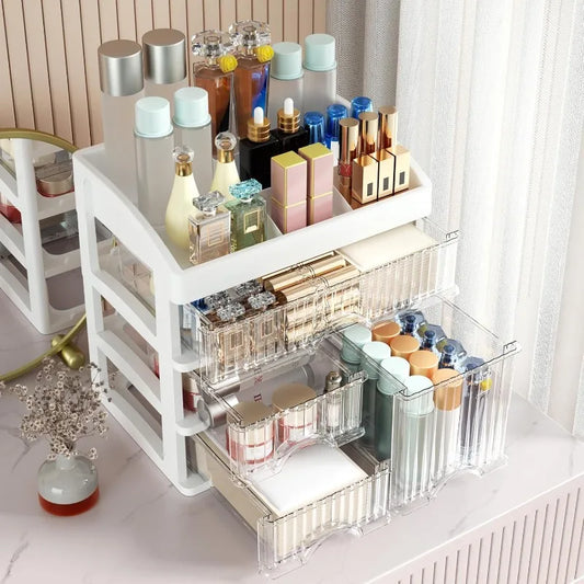 Large Makeup Organizer for Counter Top With 4 Drawers