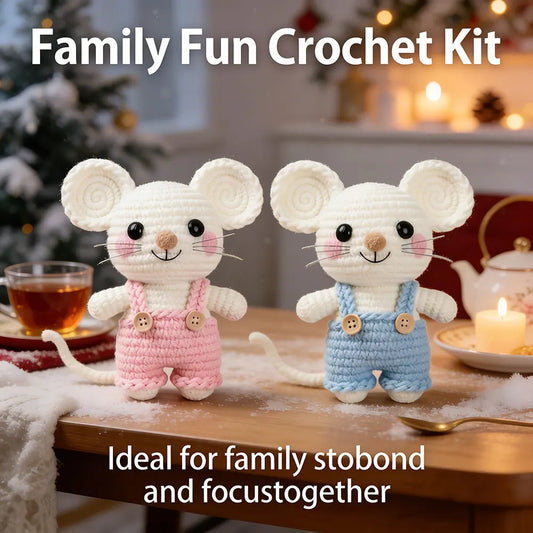 Crochet Kit, Mouse Overalls Starter Kit For Adult Beginners
