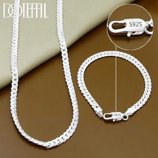 925 Sterling Silver 7 In. bracelet -19 inch necklace       6 MM wide