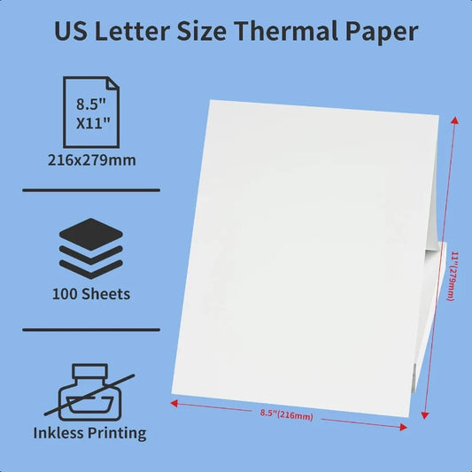 A4 Thermal Printer Paper 8.5 x 11 Inch 100 Sheets