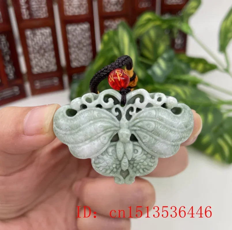 Lantian Jade Butterfly Pendant Necklace